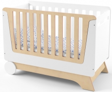 Кроватка-трансформер IndigoWood Nova Kit 124,5x63,5cm white / natural wood (со съемной спинкой, колесами и ящиком)
